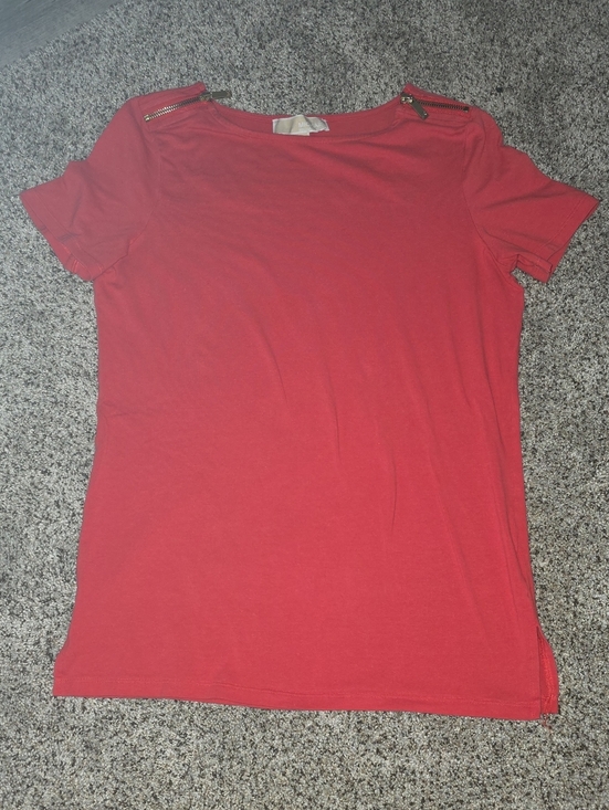 Michael Kors Tops - Michael Kors Orange Short-Sleeve Zip-Shoulder Tee